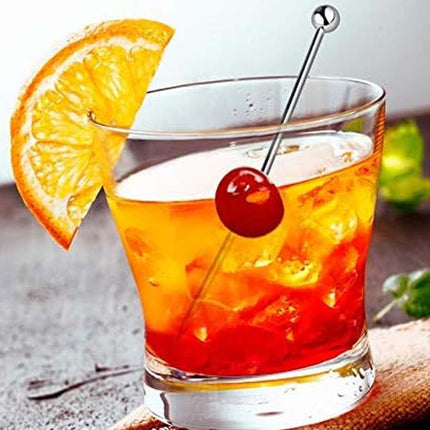 50 Piece Stainless Steel Cocktail Picks Martini Olive Fruit Sticks Ball Top