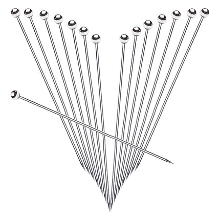 50 Piece Stainless Steel Cocktail Picks Martini Olive Fruit Sticks Ball Top