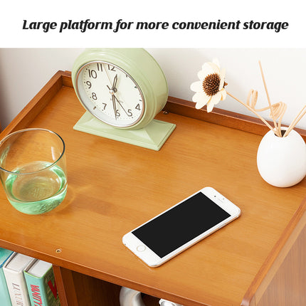 Bamboo Bedside Table with Drawer Sturdy Storage Organizer for Home Bedroom Use