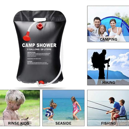 20L Portable Camping Shower Bag Solar Heating Water Bag for Hiking Traveling