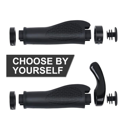 Mountain Bike Handlebar Grips Lock On Horn Style Grip Cover with Bar Ends Pair
