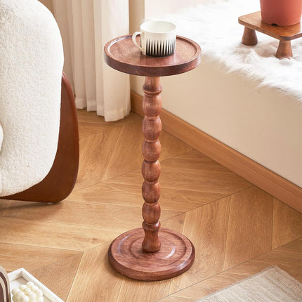 Vintage Solid Wood Side Table Small Round Table Sturdy Anti Slip Easy Clean