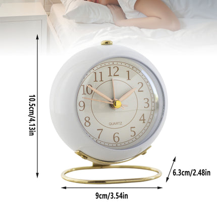 Simple Quiet Metal Alarm Clock with Night Light Battery-powered for Home Bedroom