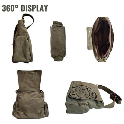 Canvas Shoulder Messenger Bag Large Capacity Travel Laptop Crossbody Bag