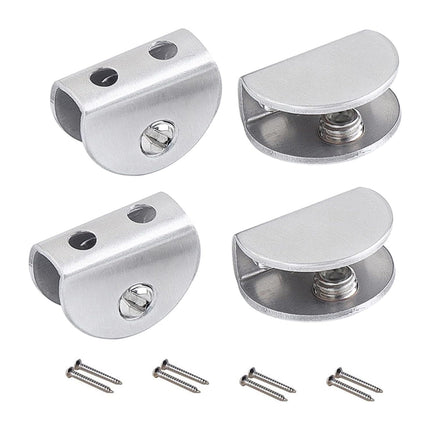 Glass Clamp Set 20PCS Stainless Steel Semi Circular Bracket Clips Shelf Panel