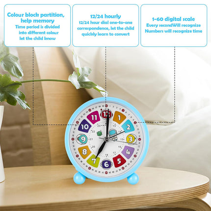 Student Desktop Alarm Clock 10cm Cute Simple Clock for Kids Bedroom Learning Use