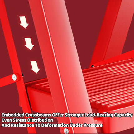 Folding Ladder 5 Step Carbon Steel Durable Ladder for Home Kitchen Garage Use