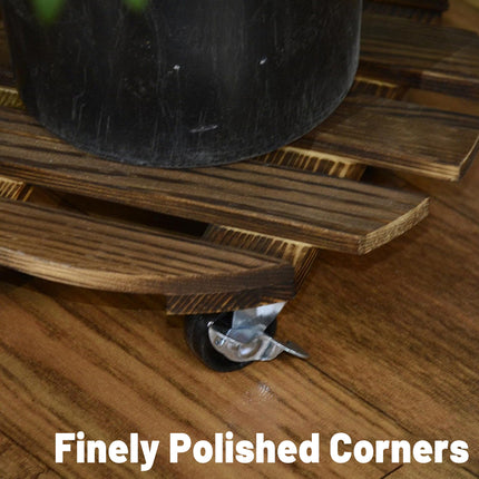 Round Swivel Caster Wooden Planter Stand Plant Pot Base for Plant Moving