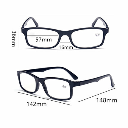 Black 6 Pairs Mens Ladies Wayfarer Frame Magnifying Reading Glasses Nerd Spectacl