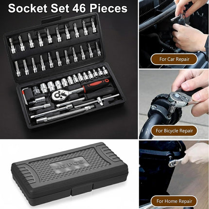 46PCS Ratchet Screwdriver Wrench Set For Home Garage Auto Repair Hand Tool Kit