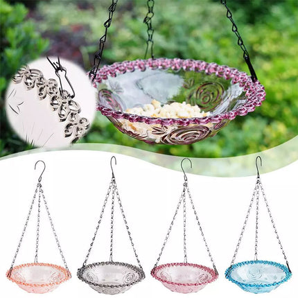 Balcony Bird Feeder Hanging Rail Mount Outdoor Suspended Feeding Station Garden