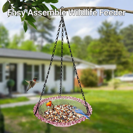 Balcony Bird Feeder Hanging Rail Mount Outdoor Suspended Feeding Station Garden