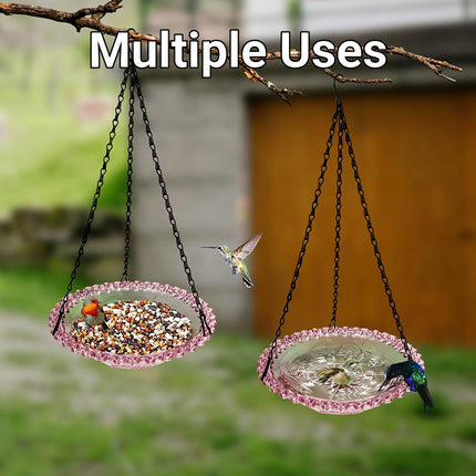 Balcony Bird Feeder Hanging Rail Mount Outdoor Suspended Feeding Station Garden