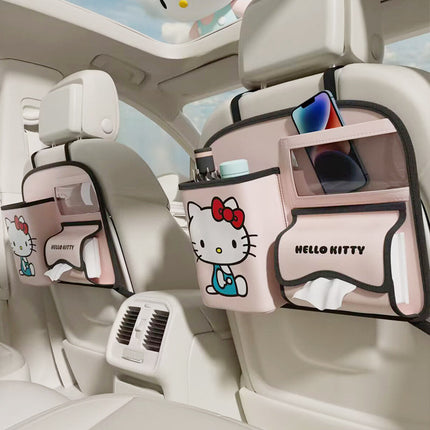Vehicle Seat Back Organiser PU Storage Bag Foldable Trash Bin Multi Pocket Holder
