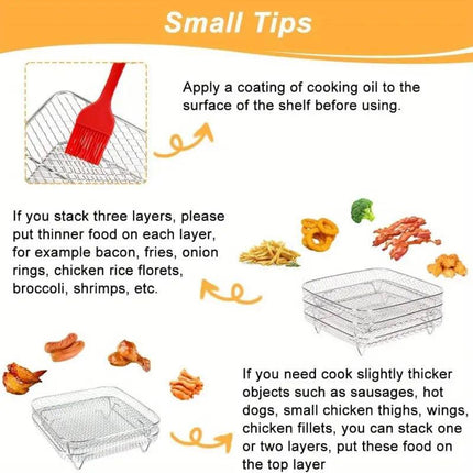 Air Fryer Grill Rack Multi Layer Removable Shelf Mesh Rack for Cooking BBQ