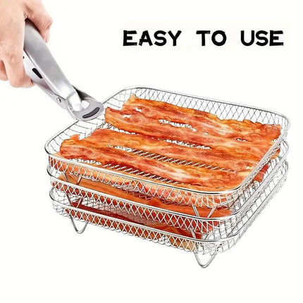 Air Fryer Grill Rack Multi Layer Removable Shelf Mesh Rack for Cooking BBQ