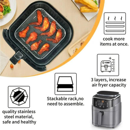 Air Fryer Grill Rack Multi Layer Removable Shelf Mesh Rack for Cooking BBQ