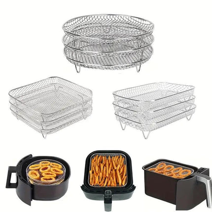 Air Fryer Grill Rack Multi Layer Removable Shelf Mesh Rack for Cooking BBQ
