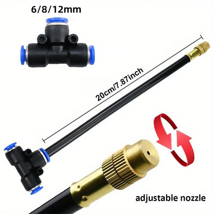 3PCS Brass Misting Nozzles Connector Adjustable Atomizing Nozzle Cooling Use