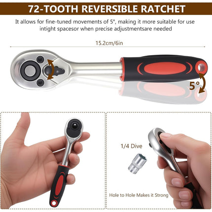 46PCS Ratchet Screwdriver Wrench Set For Home Garage Auto Repair Hand Tool Kit