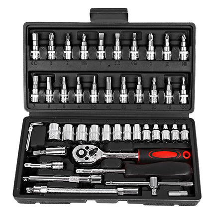 46PCS Ratchet Screwdriver Wrench Set For Home Garage Auto Repair Hand Tool Kit