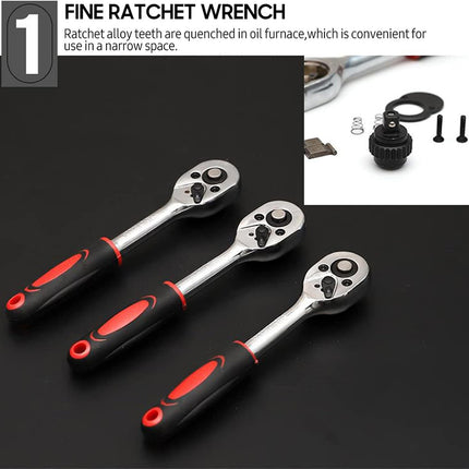 46PCS Ratchet Screwdriver Wrench Set For Home Garage Auto Repair Hand Tool Kit