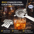 6 Pack Stainless Steel Hawthorne Cocktail Strainer Bar Ice Filter Bartender Tool