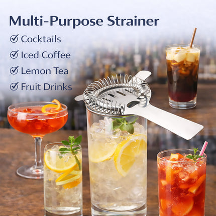 6 Pack Stainless Steel Hawthorne Cocktail Strainer Bar Ice Filter Bartender Tool