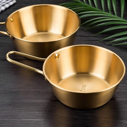 Stainless Steel Bowl With Handle Set 10 Pieces Gold 400ml Korean Condiment Dish