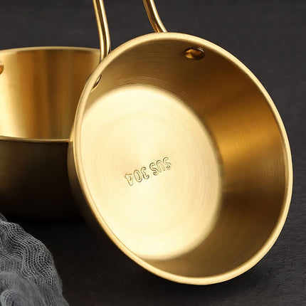 Stainless Steel Bowl With Handle Set 10 Pieces Gold 400ml Korean Condiment Dish