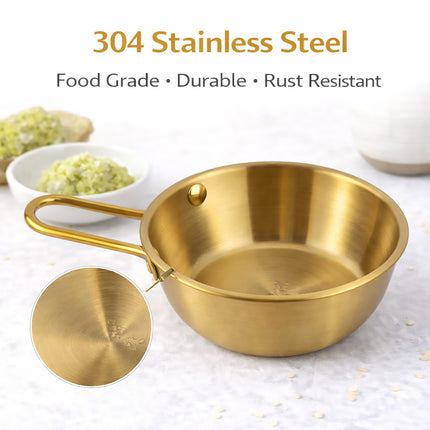 Stainless Steel Bowl With Handle Set 10 Pieces Gold 400ml Korean Condiment Dish
