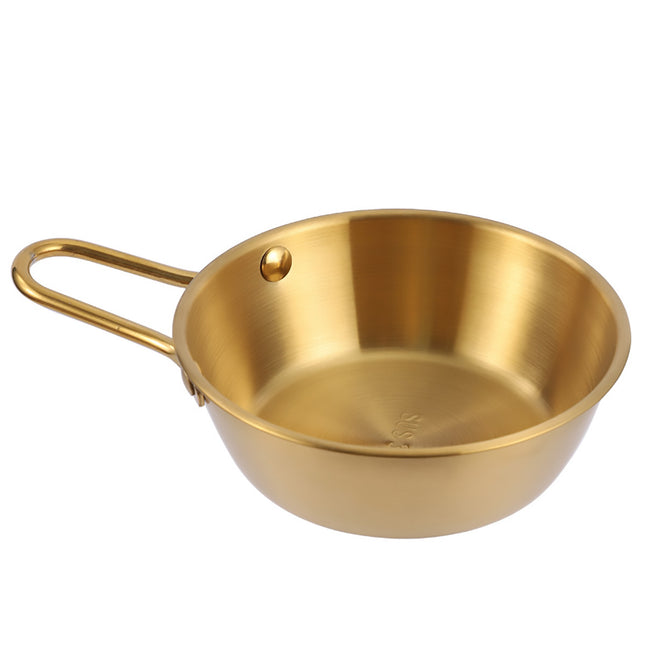 Stainless Steel Bowl with Handle Set 10 Pieces Gold 400ml Korean Condiment Dish