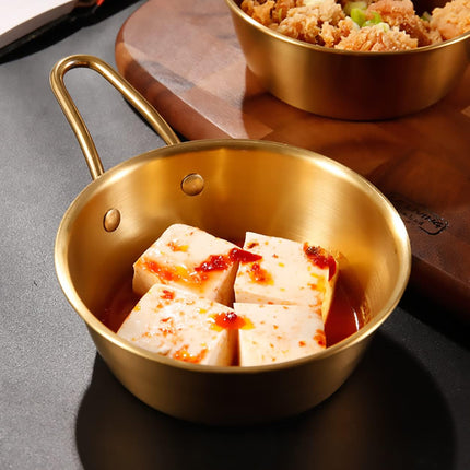 Stainless Steel Bowl With Handle Set 10 Pieces Gold 400ml Korean Condiment Dish