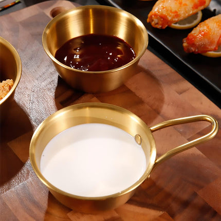 Stainless Steel Bowl With Handle Set 10 Pieces Gold 400ml Korean Condiment Dish