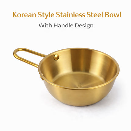 Stainless Steel Bowl With Handle Set 10 Pieces Gold 400ml Korean Condiment Dish