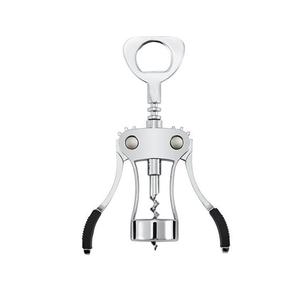 Wine Corkscrew Bottle Opener Winged Lever Zinc Alloy Crown Cap Lifter Silver