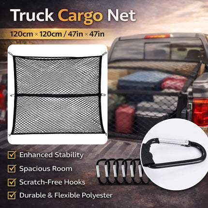 Truck Bed Cargo Net Heavy Duty Elastic Mesh Cover Accessories Durable Fixation