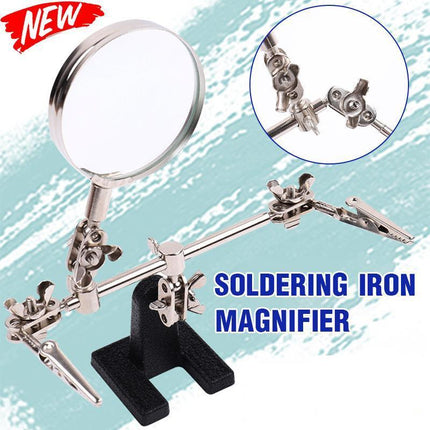 Helping 3rd Hand Soldering Iron Hobby Tool Vise Clamp Magnifying Glass + Station - Aimall
