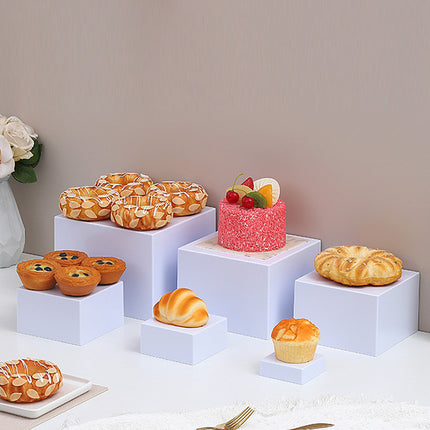 6PCS White Square Display Stand Set Stackable for Jewellery Perfume Cosmetics