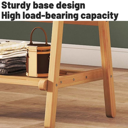 Bamboo Floor Standing Coat Rack Durable Space Saving for Bedroom Entryway Use