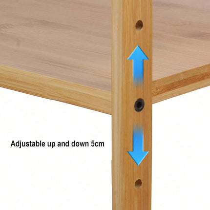 2 Tier Bamboo Microwave Oven Stand Rack Kitchen Condiment Holder with Hooks