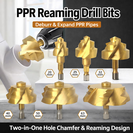 6pcs PPR Pipe Expansion Reamer Drill Bit Set Hydraulic Hot Melter Welding Tool