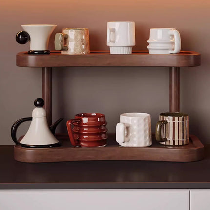 2 Tier Cup Holder Storage Rack Countertop for Kitchen Mugs Teacups Organizer