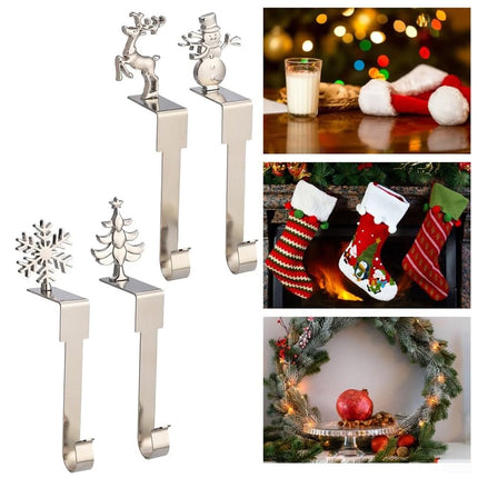 4 Pcs Christmas Stocking Hanger Fireplace Clip Metal Holder Hooks Xmas Tools