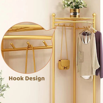 Corner Coat Rack Floor Standing Living Room Clothes Bag Storage Household Shelf