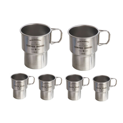 6PCS Stainless Coffee Steel Camping Cups with Foldable Handle 480ml Food-Grade