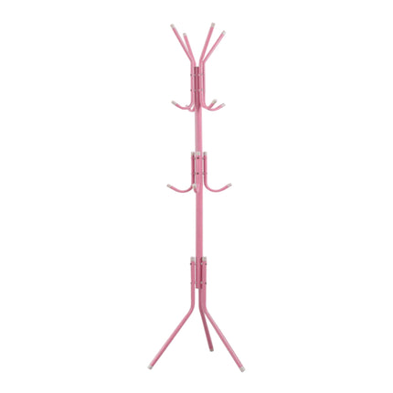 Metal Floor Coat Rack 175cm with Hooks Triangular Base for Home Entryway