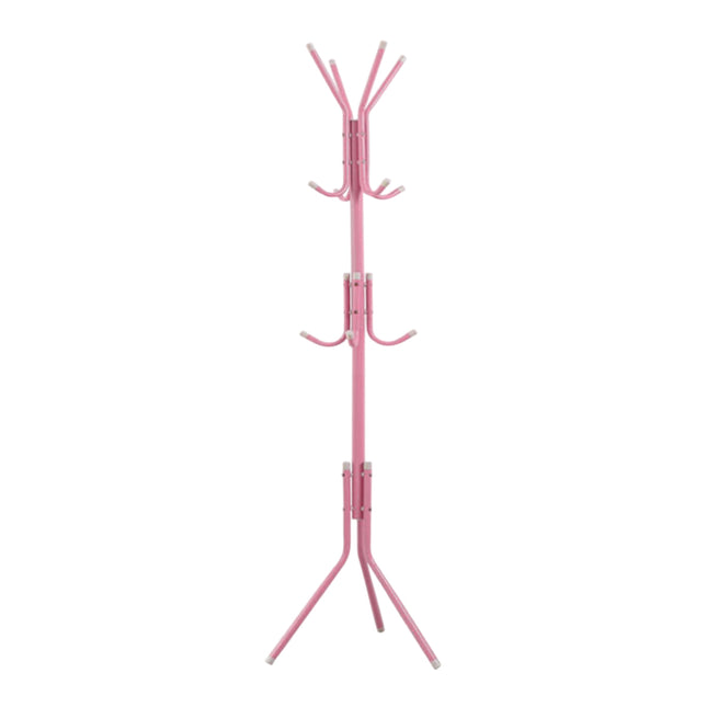 Metal Floor Coat Rack 175cm with Hooks Triangular Base for Home Entryway