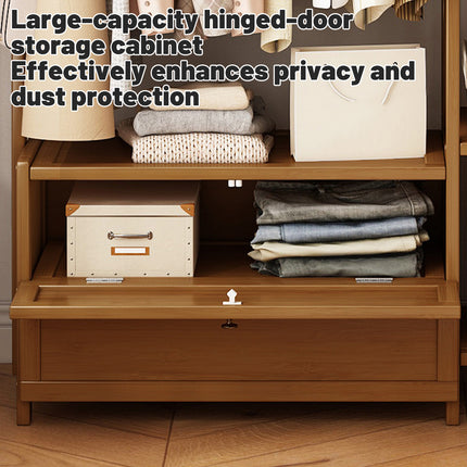 Bamboo Floor-Standing Clothes Rack with Drawers and Hooks Multi-Purpose Durable