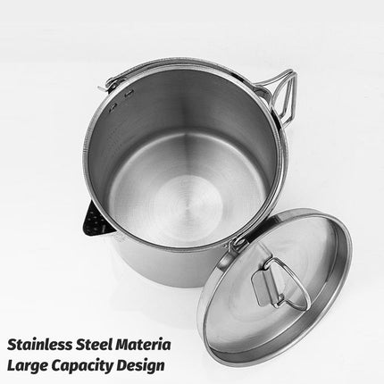 1.2L Portable Stainless Steel Camping Kettle Cookware For Hiking Outdoor Picnic